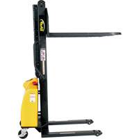 Narrow Mast Powered Lift Stacker, Electric Operated, 1500 lbs. Capacity, 63" Max Lift NTL Industrial