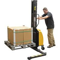 Narrow Mast Powered Lift Stacker, Electric Operated, 1000 lbs. Capacity, 63" Max Lift NTL Industrial