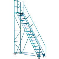 CSA-Certified Rolling Step Ladder with Locking Step, 16 Steps, 30" Step Width, 144" Platform Height, Steel NTL Industrial