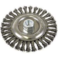 Brosse filet&eacute;e &agrave; fils nou&eacute;es et face standard, Dia. 6", Fils 0,022", Arbre 5/8"-11, Acier NTL Industrial