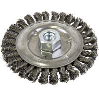 Brosse filet&eacute;e &agrave; fils nou&eacute;s et face standard, Dia. 5", Fils 0,022", Arbre 5/8"-11, Acier NTL Industrial