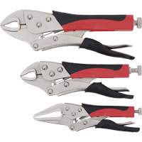 Cushion Grip Locking Plier Set, 6"/10"/7" Length, Curved Jaw/Long Nose NTL Industrial