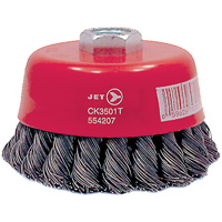 Brosse boisseau &agrave; fils nou&eacute;s torsad&eacute;s haute performance CK3501T, Dia. 3-1/2", Fils 0,02", Arbre 5/8"-11, Acier NTL Industrial
