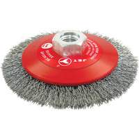 Brosse conique biseaut&eacute;e &agrave; fils sertis, haute performance, Dia. 4-1/2", Fils 0,014", Arbre 5/8"-11, Acier NTL Industrial