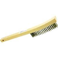 4LHSS 4-Row Long Handle Hand Wire Scratch Brush, Stainless Steel, 4 x 19 Wire Rows, 13-3/4" Long NTL Industrial