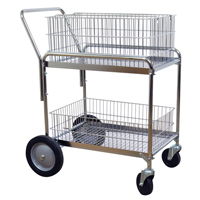 Wire Mesh Office Mail Cart, 200 lbs. Capacity, Chrome, 23-3/4" D x 33-1/2" L x 38-1/4" H, Chrome Plated MO209 | NTL Industrial