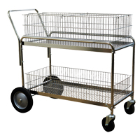 Wire Mesh Office Mail Cart, 250 lbs. Capacity, Chrome, 23-3/4" D x 43" L x 38-1/2" H, Chrome Plated MO210 | NTL Industrial