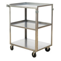 Shelf Carts, 3 Tiers, 15-1/2" W x 32-1/8" H x 24" D, 300 lbs. Capacity NTL Industrial