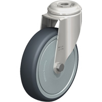 Roulette en &eacute;lastom&egrave;re thermoplastique acier inoxydable, Pivotant, Diam&egrave;tre 5" (127 mm), Capacit&eacute; 265 lb (120 kg) NTL Industrial