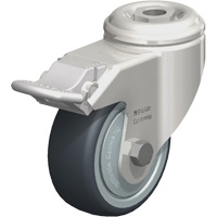 Roulette en &eacute;lastom&egrave;re thermoplastique acier inoxydable, Pivotant avec frein, Diam&egrave;tre 3-1/8" (79,5 mm), Capacit&eacute; 220 lb (100 kg) NTL Industrial