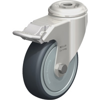 Roulette en &eacute;lastom&egrave;re thermoplastique acier inoxydable, Pivotant avec frein, Diam&egrave;tre 4" (102 mm), Capacit&eacute; 240 lb (108 kg) NTL Industrial
