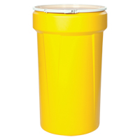 Nestable Polyethylene Drum, 55 US gal (45 imp. gal.), Open Top, Yellow MO765 | NTL Industrial