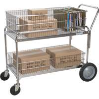 Wire Mesh Office Mail Cart, 250 lbs. Capacity, Chrome, 23" D x 42" L x 38" H, Chrome Plated MO843 | NTL Industrial