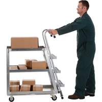 Chariot de pr&eacute;l&egrave;vement de stock, Aluminium, 21-7/8" la x 40" p, 3 tablettes, Capacit&eacute; 660 lb NTL Industrial