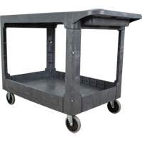 Flat-Shelf Utility Service Cart, 2 Tiers, 25-1/4" x 32-1/4" x 44", 550 lbs. Capacity NTL Industrial
