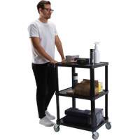 Utility Cart with Flat Shelf, 3 Tiers, 18-1/8" x 37-3/8" x 27-3/4", 330 lbs. Capacity NTL Industrial