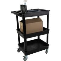 Utility Cart with Deep Lip Shelf, 3 Tiers, 19" x 39-1/2" x 28-1/4", 330 lbs. Capacity NTL Industrial