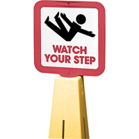 C&ocirc;nes de d&eacute;viation - &eacute;tiquettes de message  Watch Your Step , Adh&eacute;sif, Anglais avec pictogramme NTL Industrial