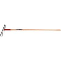 Level Rake, Wood Handle, 14-3/4" W, Tempered Steel Blade, 16 Tines ND105 | NTL Industrial