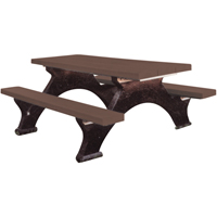 Recycled Plastic Picnic Tables, 8' L x 62-1/4" W, Brown NTL Industrial