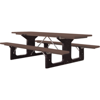 Tables de pique-nique en plastique recycl&eacute;, 6' lo x 61-1/2" la, Brun NTL Industrial