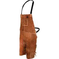 Leather Welding Apron, Split-Leg Bib, 36" L, Brown NTL Industrial