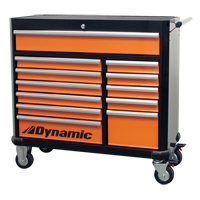 Roller Tool Cabinet, 12 Drawers, 42" W x 18" D x 41" H, Black/Orange NTL Industrial