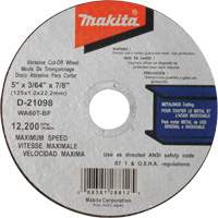 Thin Kerf Cut-Off Wheel, 5" x 3/64", 7/8" Arbor, Type 1, Aluminum Oxide, 12200 RPM NTL Industrial