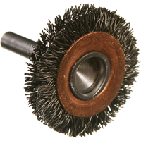 Circular Crimped Wire End Brushes, 1-1/2", 0.014" Fill, 1/4" Shank QM452 | NTL Industrial