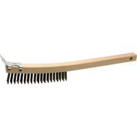 Brosse de nettoyage avec racloir, Acier, 3 x 19 rangs de fils, Longueur 13" NTL Industrial