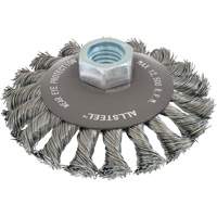 AllSteel Wire Brush, 4" Dia., 0.02" Fill, 5/8"-11 Arbor, Steel NTL Industrial