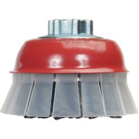 Knotted Wire Cup Brush with Protective Guard, 4" Dia. x 5/8"-11 Arbor NTL Industrial