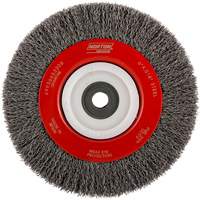 Crimped Bench Wheel, 6" Dia., 0.014" Fill, 1/2"-2 Arbor NTL Industrial