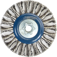 Full Cable Twist Wire Wheel, 4" Dia., 0.02" Fill, 5/8"-11 Arbor, Stainless Steel NTL Industrial