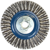 Stringer Bead Knot Wire Brush For Angle Grinders, 4" Dia., 0.02" Fill, 5/8"-11 Arbor, Stainless Steel NTL Industrial