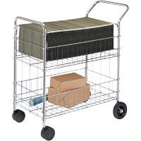 Wire Mail Cart, 200 lbs. Capacity, Chrome, 19" D x 30" L x 39-1/4" H, Chrome Plated OB185 | NTL Industrial