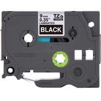 P-touch&reg; Labeling Systems, 9 mm x 314.96" or 8 m, White on Black NTL Industrial
