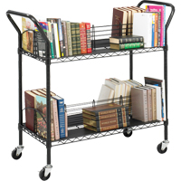Double-Sided Wire Book Cart, 200 lbs. Capacity, Black, 18-3/4" D x 44" L x 39" H, Steel ON735 | NTL Industrial