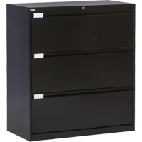Lateral Filing Cabinet, Steel, 3 Drawers, 36" W x 18" D x 40-1/16" H, Black OP216 | NTL Industrial