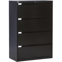 Lateral Filing Cabinet, Steel, 4 Drawers, 36" W x 18" D x 53-3/8" H, Black OP219 | NTL Industrial