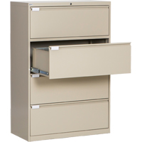 Lateral Filing Cabinet, Steel, 4 Drawers, 36" W x 18" D x 53-3/8" H, Beige OP220 | NTL Industrial