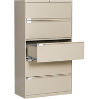 Lateral Filing Cabinet, Steel, 5 Drawers, 36" W x 18" D x 65-1/2" H, Beige NTL Industrial