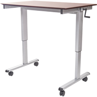 Adjustable Stand-Up Workstations, Stand-Alone Desk, 48-1/2" H x 59" W x 29-1/2" D, Walnut OP283 | NTL Industrial