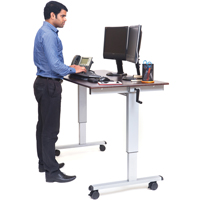 Adjustable Stand-Up Workstations, Stand-Alone Desk, 48-1/2" H x 59" W x 29-1/2" D, Walnut OP283 | NTL Industrial