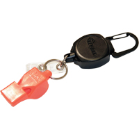 Self Retracting ID Badge and Key Reel with Whistle, Zinc Alloy Metal, 24" Cable, Carabiner Attachment OP294 | NTL Industrial