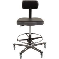 TF160™ Industrial Grade Ergonomic Chair, Mobile, Adjustable, 20-1/2" - 28-1/2", Vinyl Seat, Black/Grey OP491 | NTL Industrial