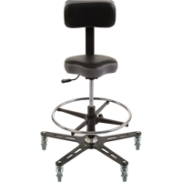 TF150™ Industrial Grade Ergonomic Chair, Mobile, Adjustable, 20-1/2" - 28-1/2", Vinyl Seat, Black/Grey OP502 | NTL Industrial
