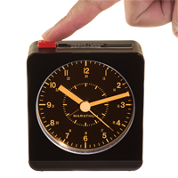 Desk Alarm Clock, Analog, Battery Operated, 3.5" W x 1.5" D x 3.75" H, Black NTL Industrial