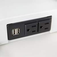 Bureau &eacute;lectrique assis/debout Soar avec bras d&eacute;cran double, Mod&egrave;le de bureau, 37-1/4" h x 27-3/4" la x 22" p, Blanc NTL Industrial