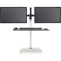 Bureau &eacute;lectrique assis/debout Soar avec bras d&eacute;cran double, Mod&egrave;le de bureau, 37-1/4" h x 27-3/4" la x 22" p, Blanc NTL Industrial